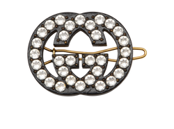 Gucci GG Crystal Hair Clip, Brass, Black, MII, 3*